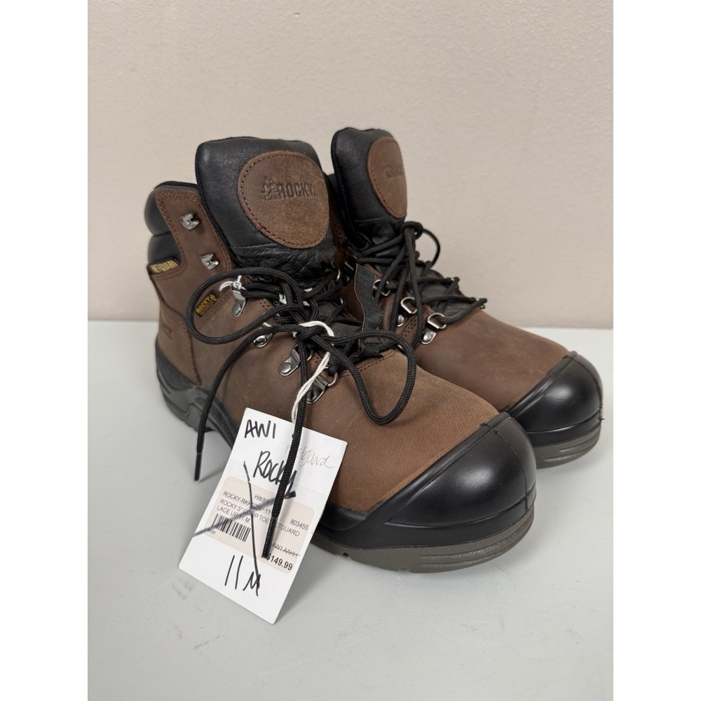 Rocky 5" Hiker Brown Leather Hard Toe Work Boots Mens 11 Farm Trail Waterproof